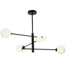 Brightstar CH393/6 BLACK Metal and Opal Glass Chandelier Black-Mr Smart Lighting Company.