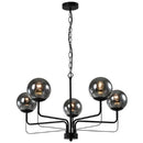 Brightstar CH703/5 BLACK Metal Chandelier with Smokey Glass E14 Black-Mr Smart Lighting Company.