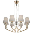 Brightstar CH705 CERAMIC Metal 8 Light Chandelier E14 with Grey Fabric Shades Champagne Gold-Mr Smart Lighting Company.