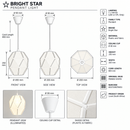 Brightstar PEN803 WHITE Plastic and Fabric Pendant White-Product dimensions-Mr Smart lighting Company