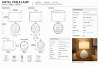 Brightstar TABLE LAMP-TL100 WHITE-Product dimensions-Mr Smart Lighting Company.