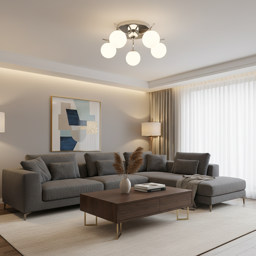 CEILING LIGHT-CF096/5 CHROME