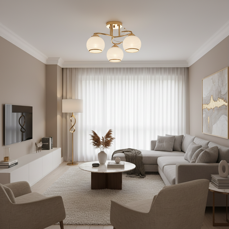 CEILING LIGHT-CF195/3 GOLD