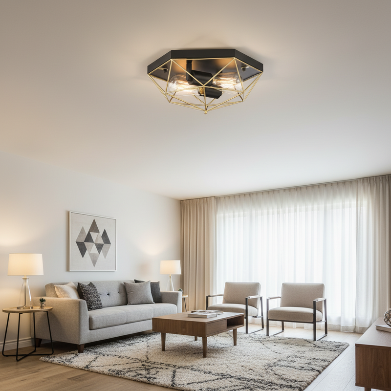 CEILING LIGHT-CF439 BLACK/GOLD