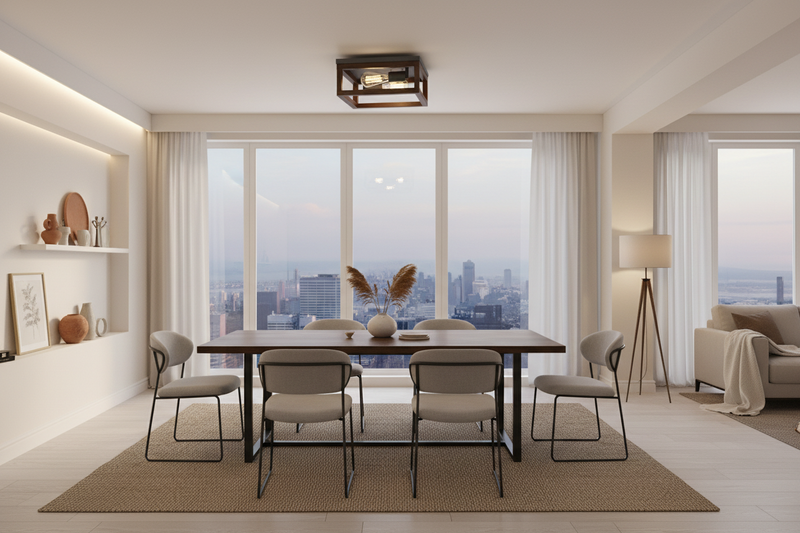CEILING LIGHT-CF441 BK/WOOD