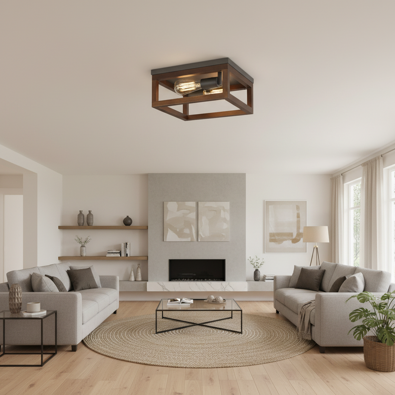 CEILING LIGHT-CF441 BK/WOOD