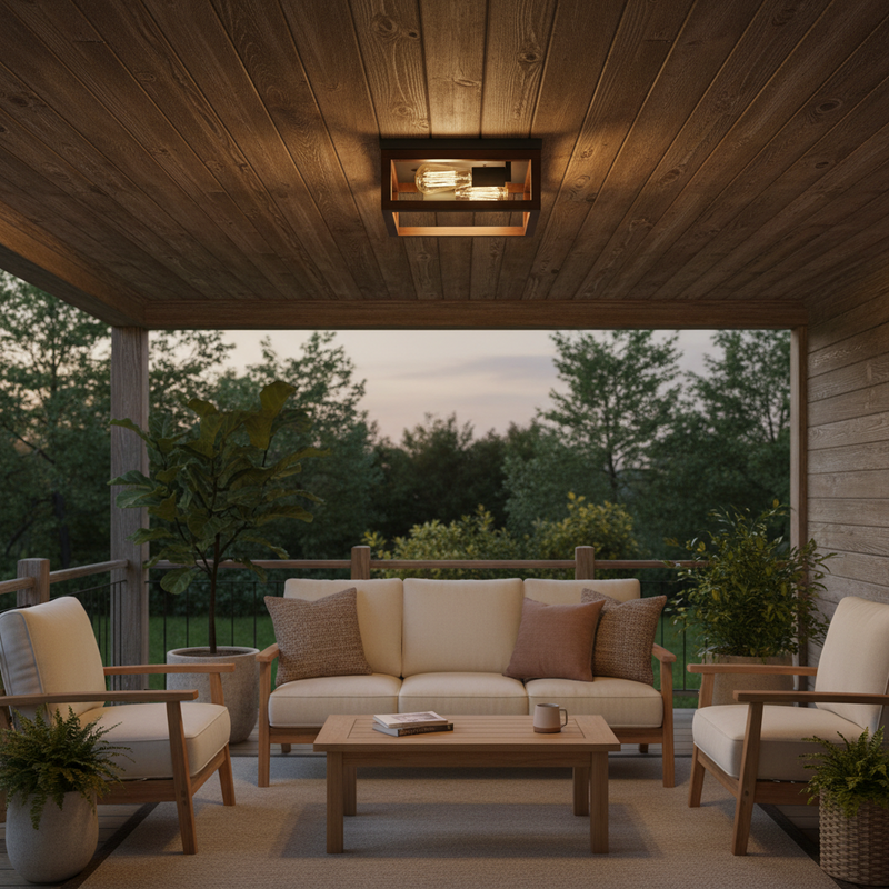 CEILING LIGHT-CF441 BK/WOOD