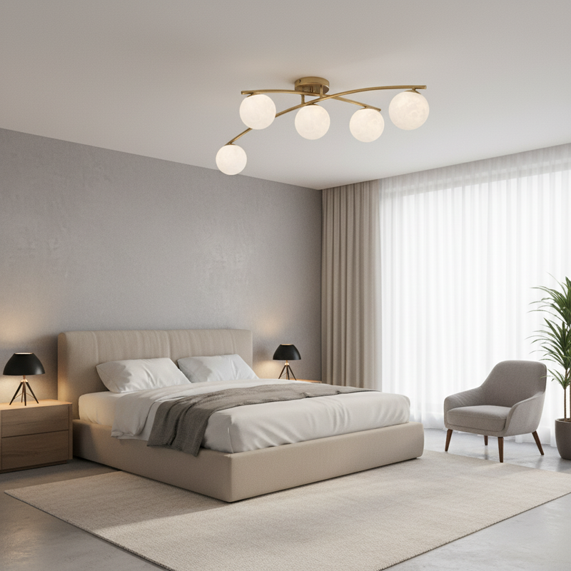 CEILING LIGHT-CF608/5 SATIN BRASS