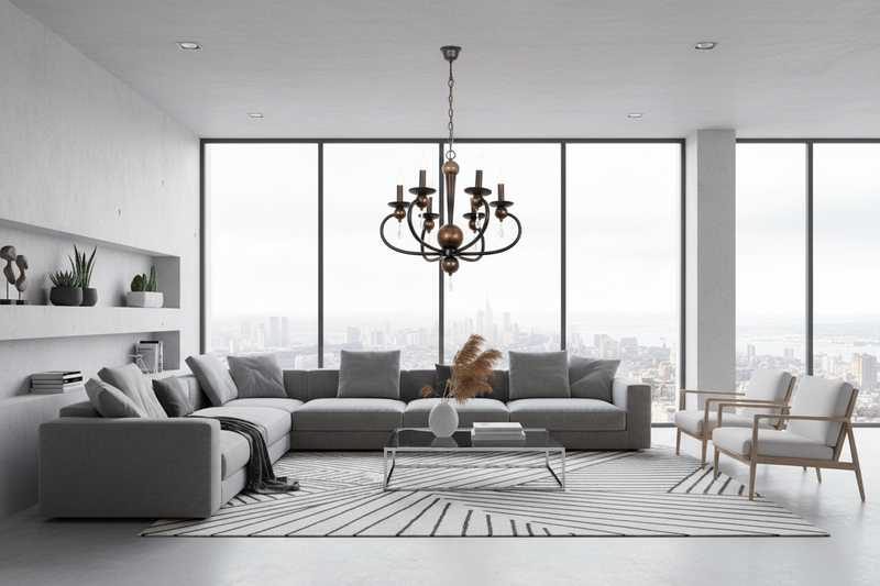 CHANDELIER-CH3063/6 BLACK GOLD