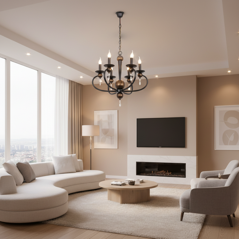 CHANDELIER-CH3063/6 BLACK GOLD