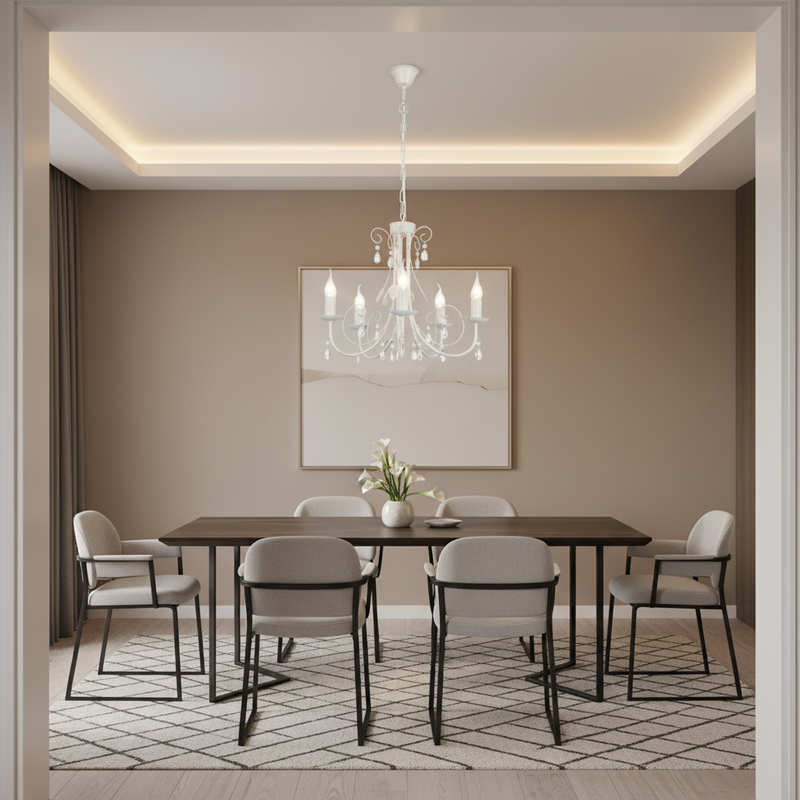 CHANDELIER LIGHT-CH360/5 FOSSIL WHITE