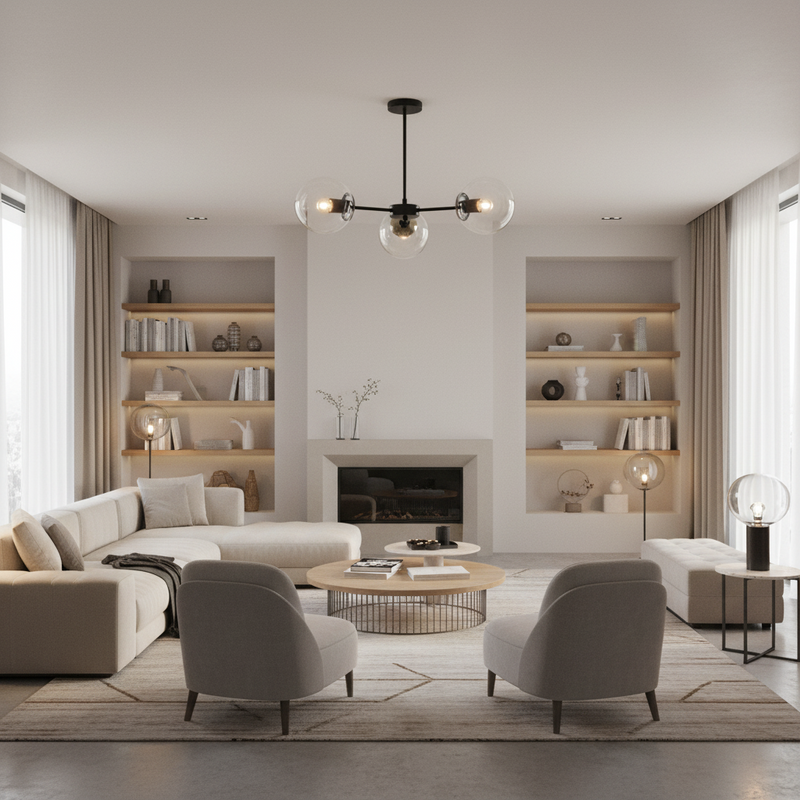 PENDENT LIGHT-CH537/3 BK/AB