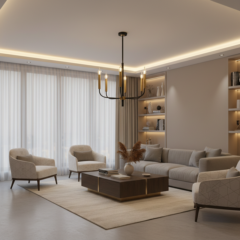 CHANDELIER LIGHT-CH714/5 GD/BK