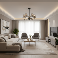 CHANDELIER-CH899/5 MATT BLACK