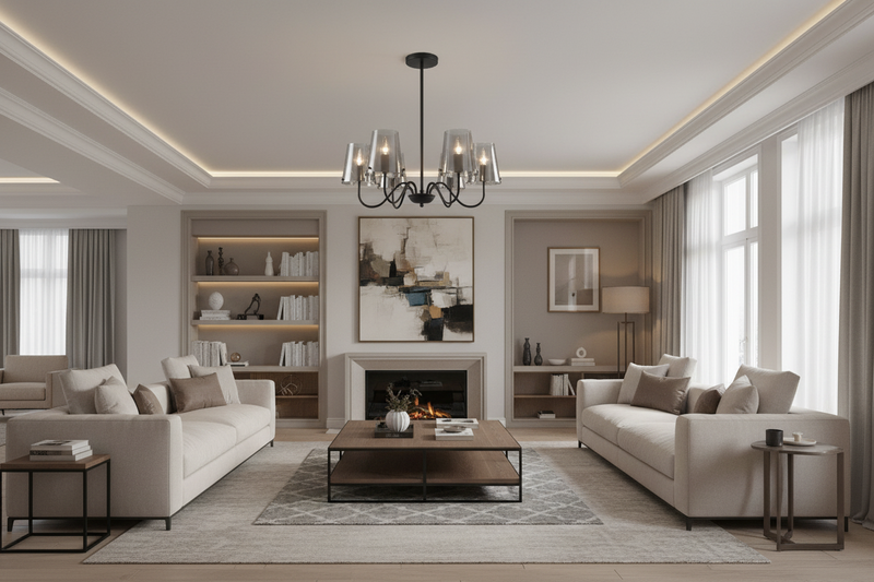 CHANDELIER-CH899/5 MATT BLACK