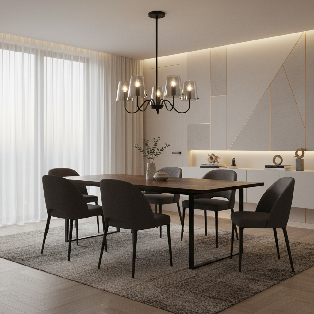 CHANDELIER-CH899/5 MATT BLACK