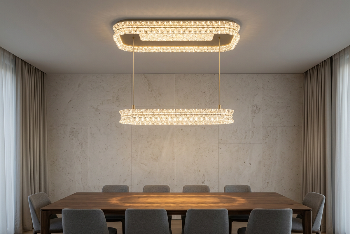 CHANDELIER LED LIGHT-DRSA3004 TRICOLOR-RETRACTABLE LIGHT-Mr Smart Lighting Company-Dining room`.