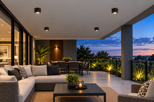 Radiant Bue Square Up or Down Outdoor Wall Light Black 80mm-RO430