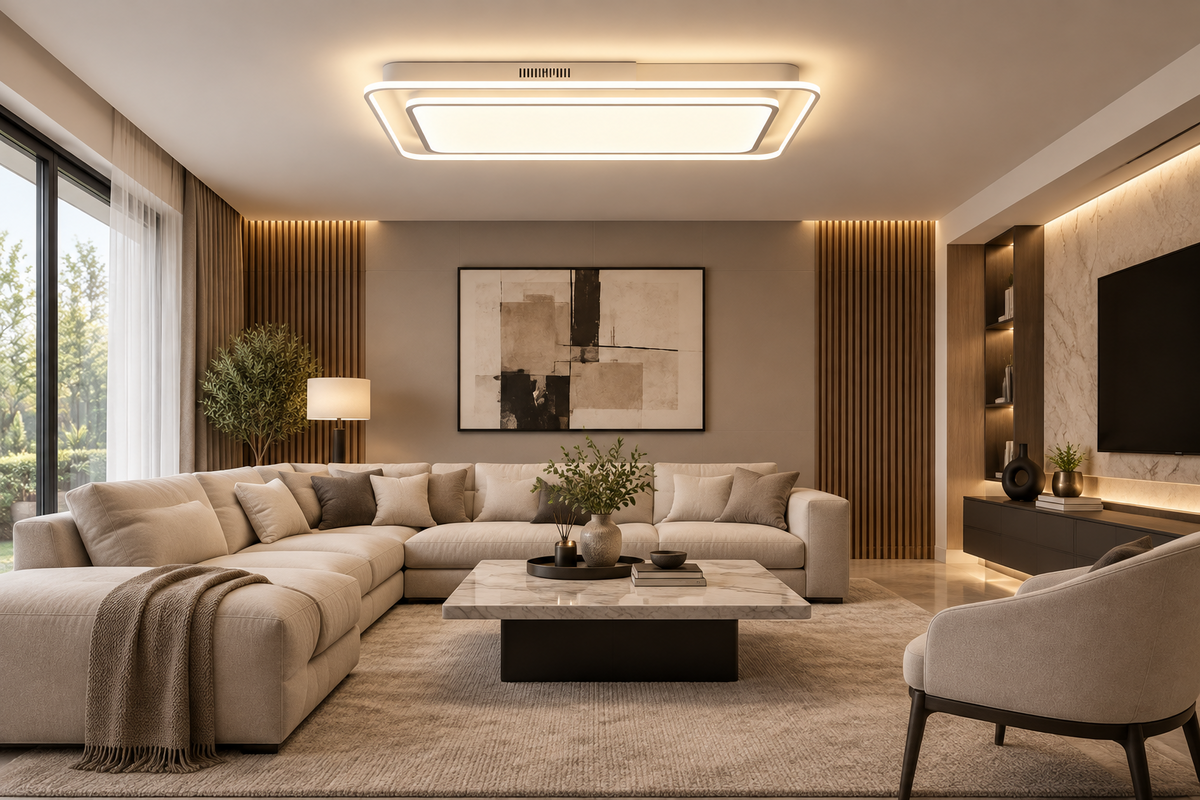 DRSA2141-1200MM-240W-TRICOLOR-PENDANT LIGHT-Mr Smart Lighting Company-Living room area.