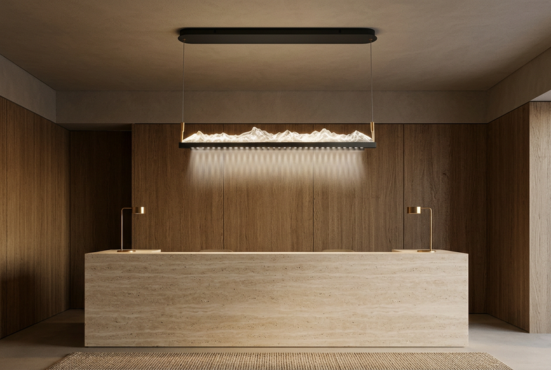 DRSA3002-LED ELECTRIC LIFTING ICE BAR-220V PENDANT LIGHT-1200MM-180W TRICOLOR-Mr Smart Lighting Company-Hotel Reception.