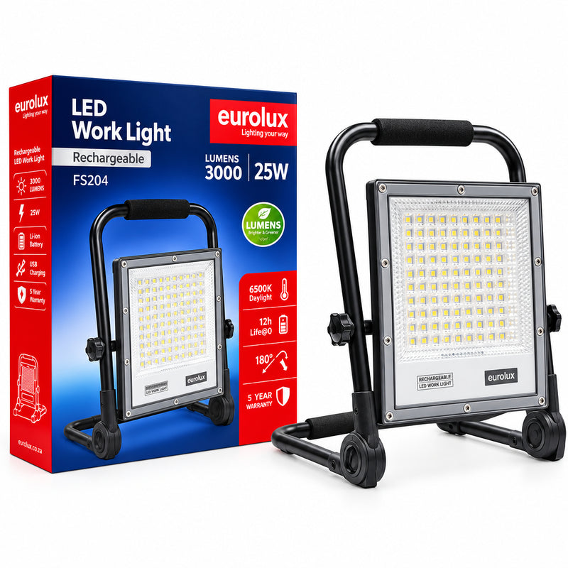 Eurolux-Rechargeable 25W Portable Work-light FS204-IP66-6500K-(2 Years Warranty)-Mr Smart Lighting Company