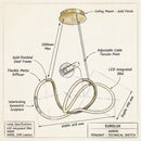 Eurolux Aeris Pendant Gold LED 30w IP20 4000K-P1375-Product Dimensions-Mr Smart Lighting Company.