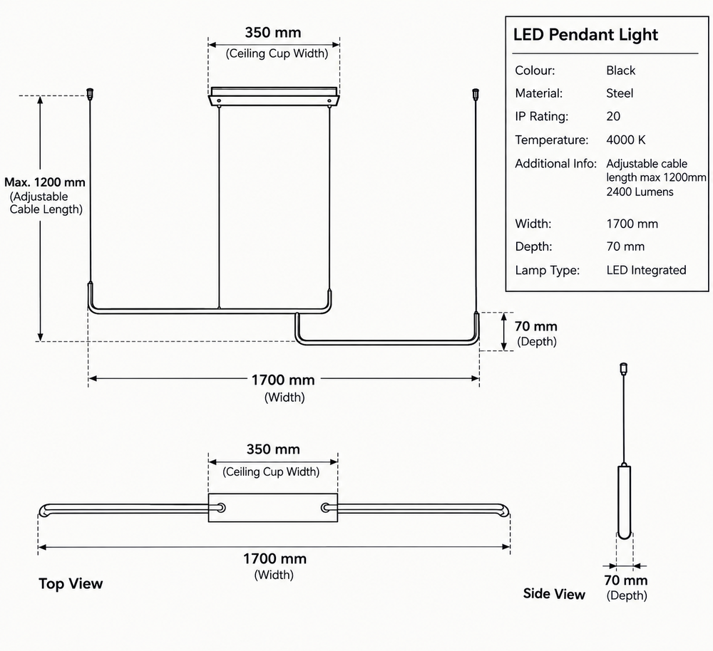 Eurolux Aro Pendant Black LED 40w 4000K-P1371