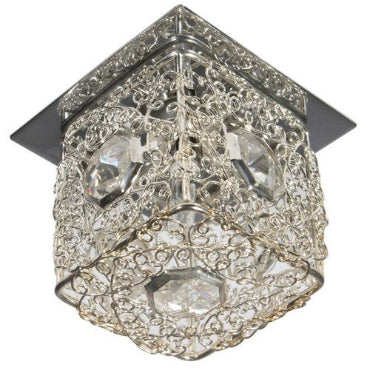 Eurolux D100CH Square Pressed Steel Aluminium Downlight With Crystal Shade Chrome-Mr Smart Lighting Company.