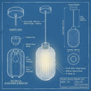 Eurolux Nesta2 Pendant White Wood/Glass E27 1x40wP1361-Product dimensions-Mr Smart Lighting Company.