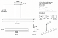 Eurolux Ona Pendant White Ash Wood LED 18w-IP20-4000K-P1376-Product dimensions-Mr Smart Lighting Company