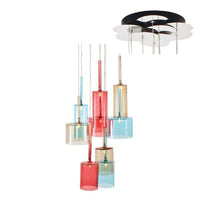 Eurolux P429MC Fire and Ice Pendant 9LT Clear/Blue/Amber/Red Glass Chrome/Multi-Coloured-Mr Smart Lighting Company.