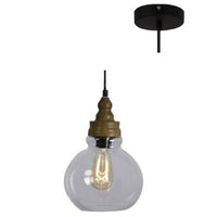 Eurolux P589 Pendant Metal And Glass Black/Brown Wood-Mr Smart Lighting Company.