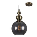 Eurolux P916SM Victoria Pendant E27 40W Antique Brass/Smokey-Mr Smart Lighting Company.