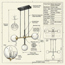 Eurolux Paz 3 LT Pendant Black/ White/Brushed Brass-P1352-Product dimensions/Drawing-Mr Smart Lighting Company.