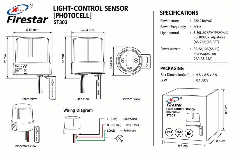 FS-ST303 25A Light Control Sensor Switch IP44-Mr Smart Lighting Company