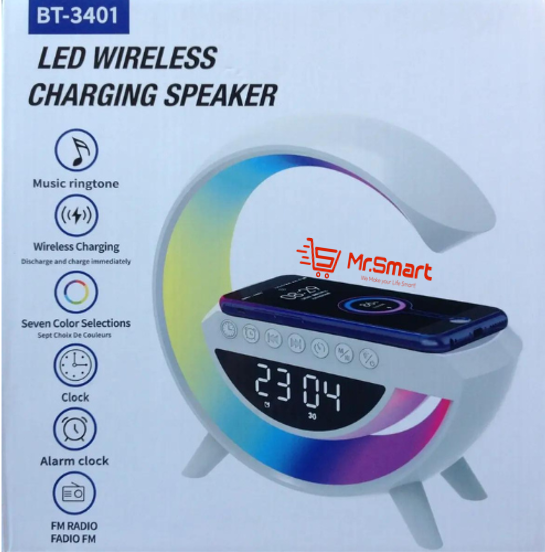 BT-3401 G-Shape Multifunction Light With Alarm Clock, Wireless Charger & BT Speaker. - Mr.Smart SA's Best Online Shopping Store