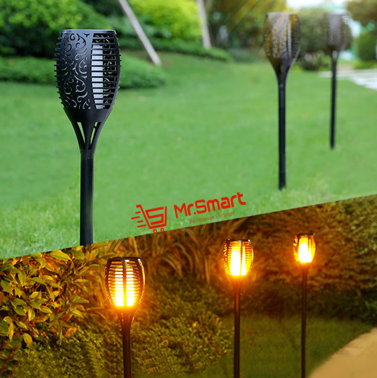 Solar LED Flame flickering garden spike lamp.