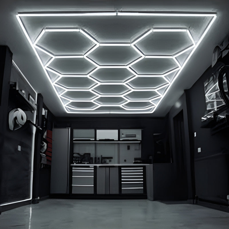 4M x 2.5M Hexagon Grid LED Garage Ceiling Light.