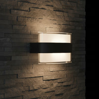 230v 2 x 6W LED Up & Down Oval Aluminium Wall Light-56/2-IP54-3000K.