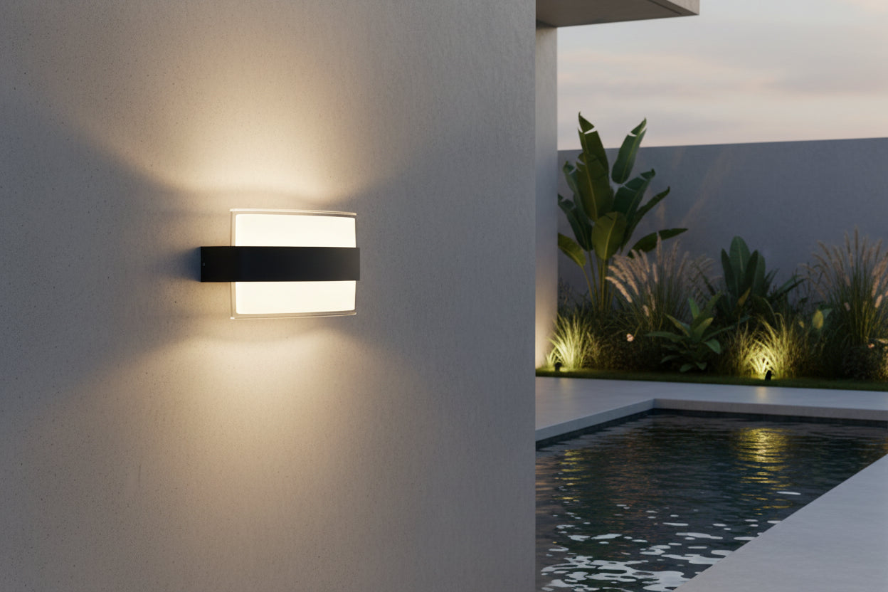 230v 2 x 6W LED Up & Down Oval Aluminium Wall Light-56/2-IP54-3000K.