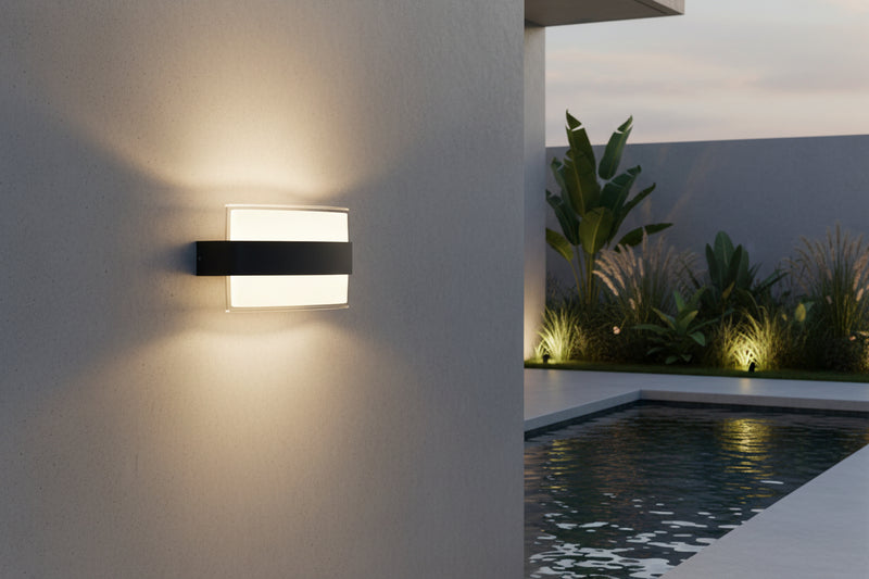 230v 2 x 6W LED Up & Down Oval Aluminium Wall Light-56/2-IP54-3000K.