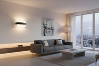 230v 2 x 6W LED Up & Down Oval Aluminium Wall Light-56/2-IP54-3000K.