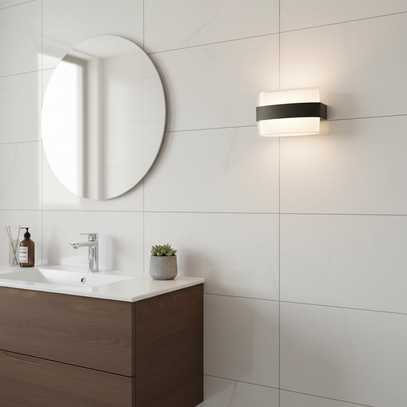230v 2 x 6W LED Up & Down Oval Aluminium Wall Light-56/2-IP54-3000K.
