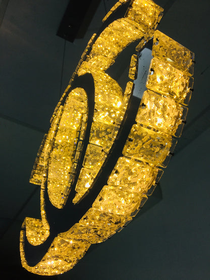 CHANEL Logo Luxury Crystal Hanging LED Pendant Light with Remote.