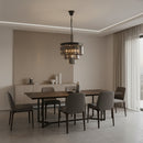 K-Light KLCH-6515/4-BL 230v 40W E14 Small Crystal 3 Tier Chandelier, Charcoal Grey-Dining Room-Mr Smart Lighting Company.