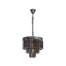 K-Light KLCH-6515/4-BL 230v 40W E14 Small Crystal 3 Tier Chandelier, Charcoal Grey-Mr Smart Lighting Company