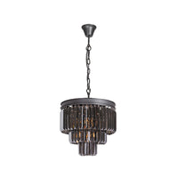 K-Light KLCH-6515/4-BL 230v 40W E14 Small Crystal 3 Tier Chandelier, Charcoal Grey-Mr Smart Lighting Company