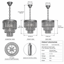 K-Light KLCH-6515/4-BL 230v 40W E14 Small Crystal 3 Tier Chandelier, Charcoal Grey-Product dimensions-Mr Smart Lighting Company