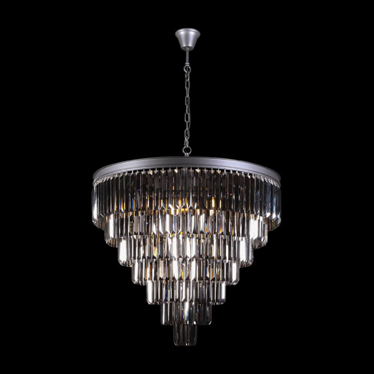 K-Light KLCH-6515/13-BL 230v 40W E14 Extra Large Crystal 7 Tier Chandelier, Charcoal Grey