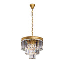 K-Light KLCH-6515/4-SG 230v 40W E14 Small Crystal 3 Tier Chandelier, Satin Gold